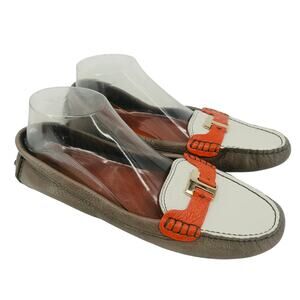 Rare Womens Tory Burch Casey Brown Multi-Color Leather Moccasins Flats 10.5 M